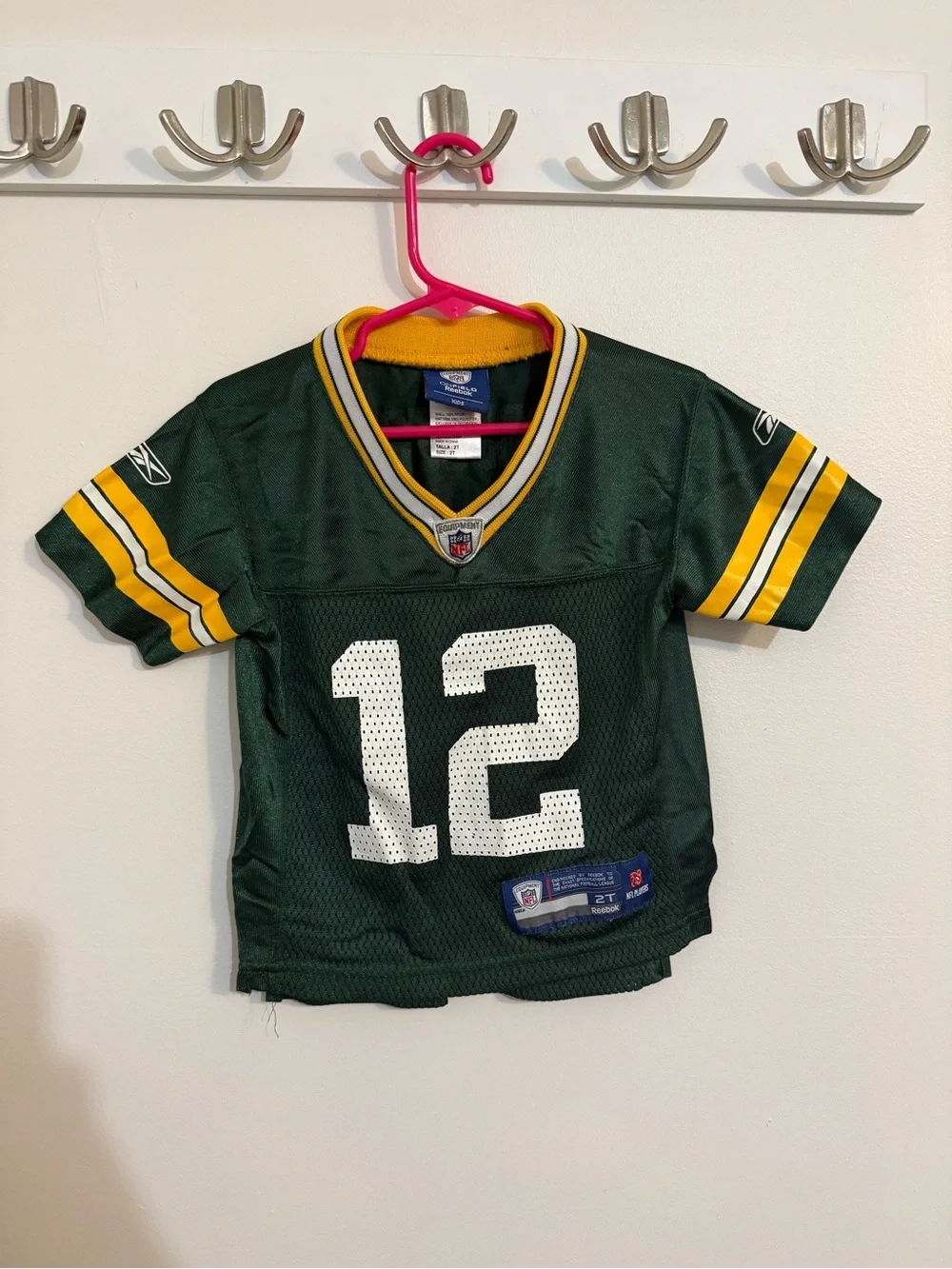 Green Bay Packers- Rodgers Reebok Green & Yellow Kids Football Jersey #12